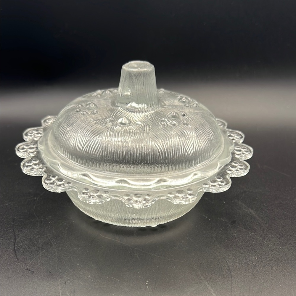 Elegant Clear Glass Lidded  Candy Bowl, Women's Powder Bowl
